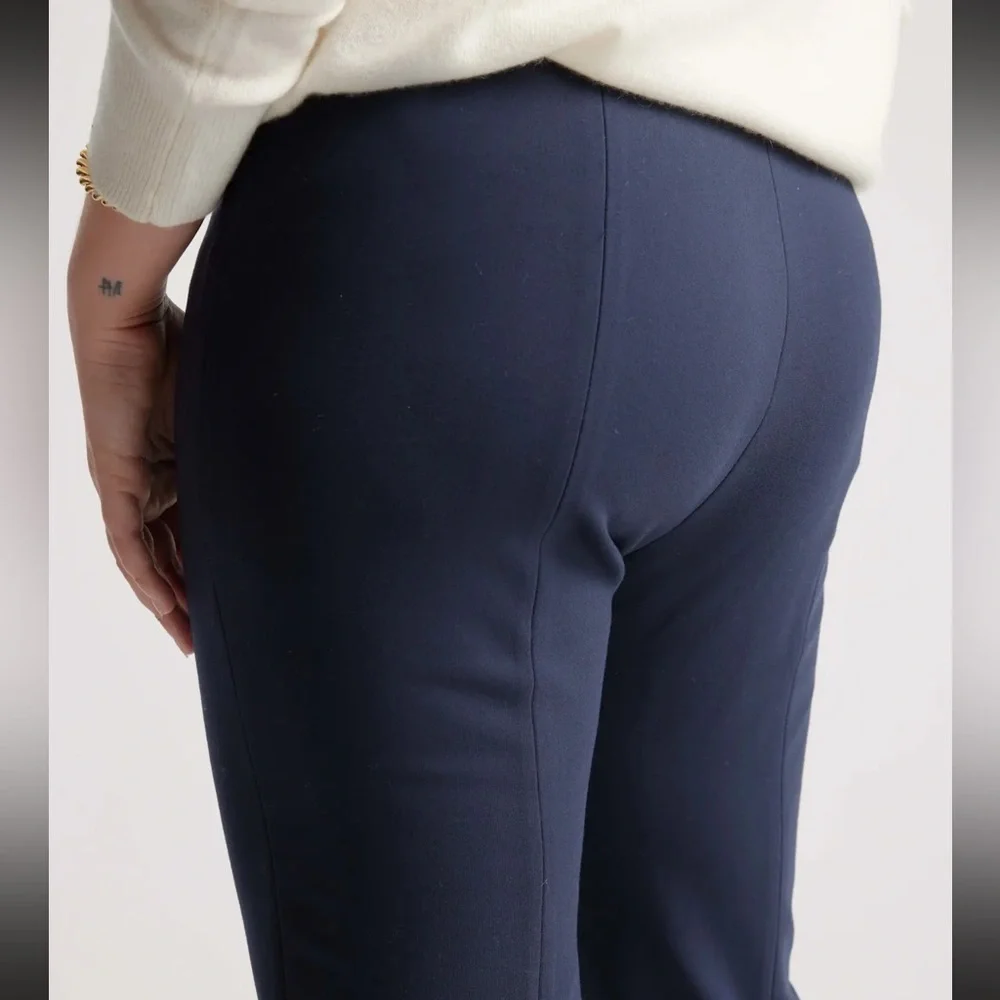 Quince SZ 8 Navy Ponte ultra stretch Pintuck Ankle Pants -NWOT - Never Worn! - Picture 3 of 13
